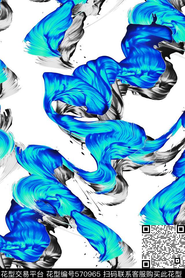 抽象色块手绘数码印花华亿平台下载（图片编号: 570965） - 瓦栏（Walan）