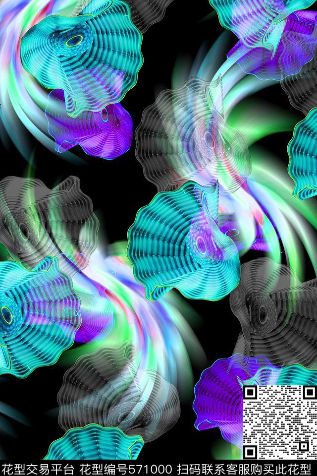 女装分形艺术光晕数码印花华亿平台下载（图片编号: 571000） - 瓦栏（Walan）