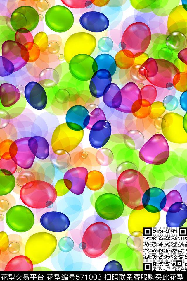 抽象彩色泡泡数码印花华亿平台下载（图片编号: 571003） - 瓦栏（Walan）