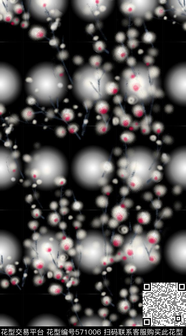 休闲时尚抽象水彩朦胧中国风黑白简约手绘黑白几何图形抽象水彩中国风写意花卉服装面料华亿平台数码印花华亿平台下载（图片编号: 571006） - 瓦栏（Walan）