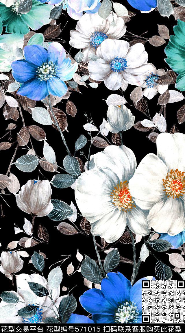时尚潮流花卉数码印花华亿平台下载（图片编号: 571015） - 瓦栏（Walan）