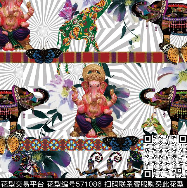 流行时尚女装女装中国风数码印花华亿平台下载（图片编号: 571086） - 瓦栏（Walan）