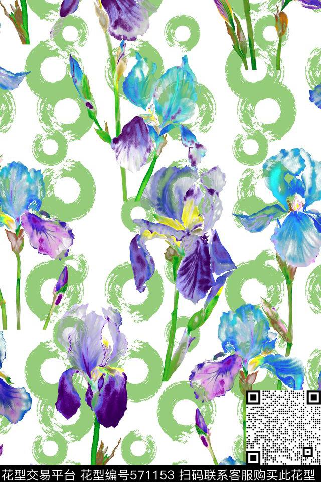 简单兰花女士长裙数码印花华亿平台下载（图片编号: 571153） - 瓦栏（Walan）