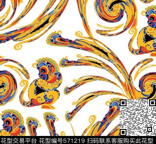 印度脸谱中国风数码印花华亿平台下载（图片编号: 571219） - 瓦栏（Walan）