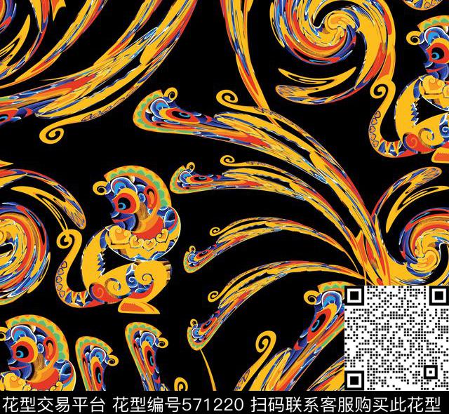 印度脸谱中国风数码印花华亿平台下载（图片编号: 571220） - 瓦栏（Walan）