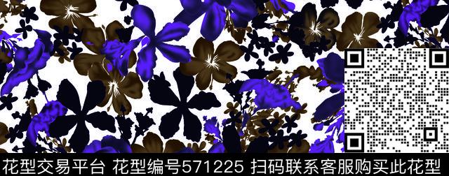 抽象花卉几何小翠花数码印花华亿平台下载（图片编号: 571225） - 瓦栏（Walan）