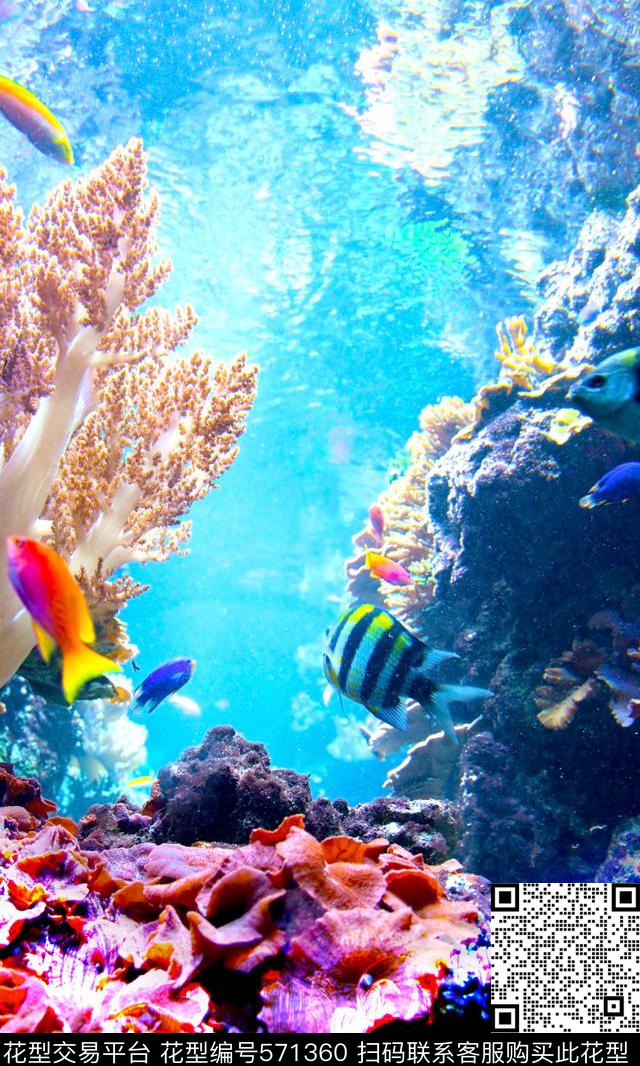潮流时尚抽象海底世界数码印花华亿平台下载（图片编号: 571360） - 瓦栏（Walan）
