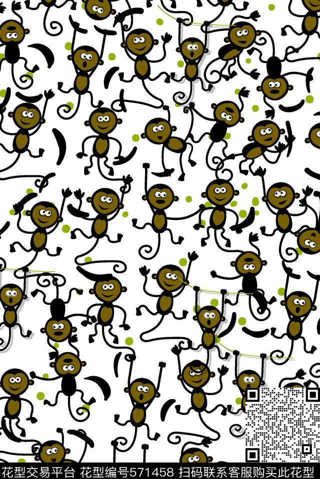 创意卡通猴子传统印花华亿平台下载（图片编号: 571458） - 瓦栏（Walan）