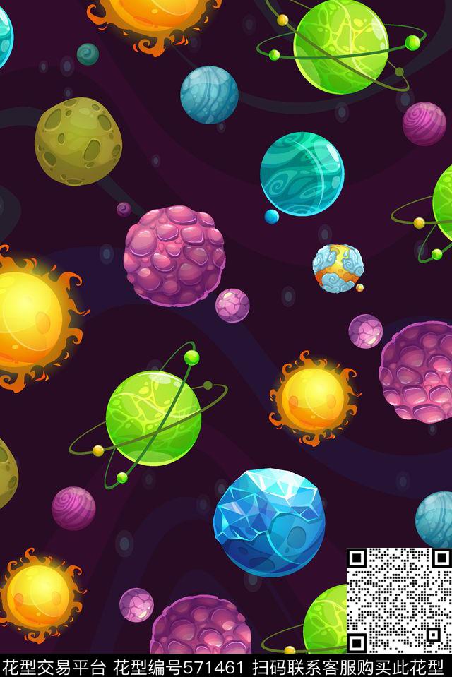 卡通宇宙星空传统印花华亿平台下载（图片编号: 571461） - 瓦栏（Walan）