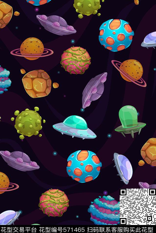 抽象卡通宇宙传统印花华亿平台下载（图片编号: 571465） - 瓦栏（Walan）