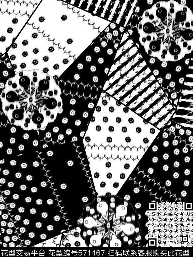 传统印花几何拼接几何传统印花华亿平台下载（图片编号: 571467） - 瓦栏（Walan）