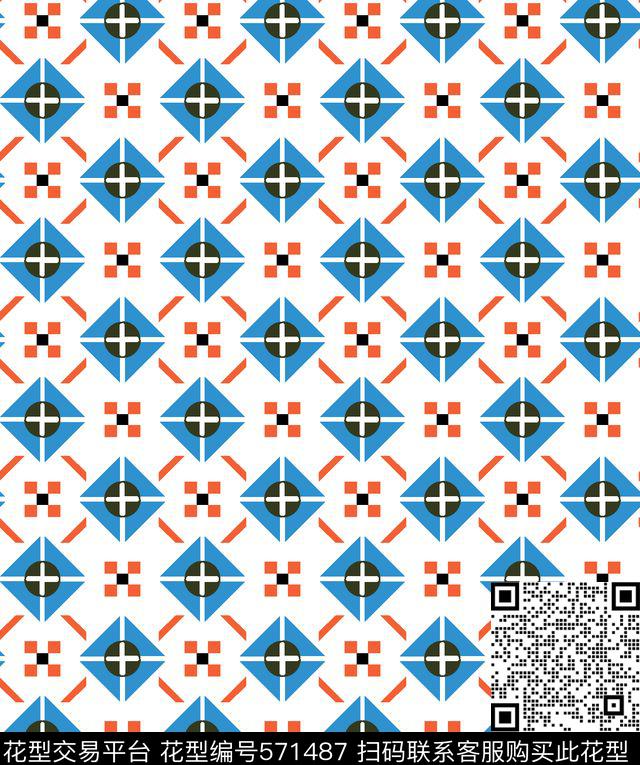 几何简约女装传统印花华亿平台下载（图片编号: 571487） - 瓦栏（Walan）