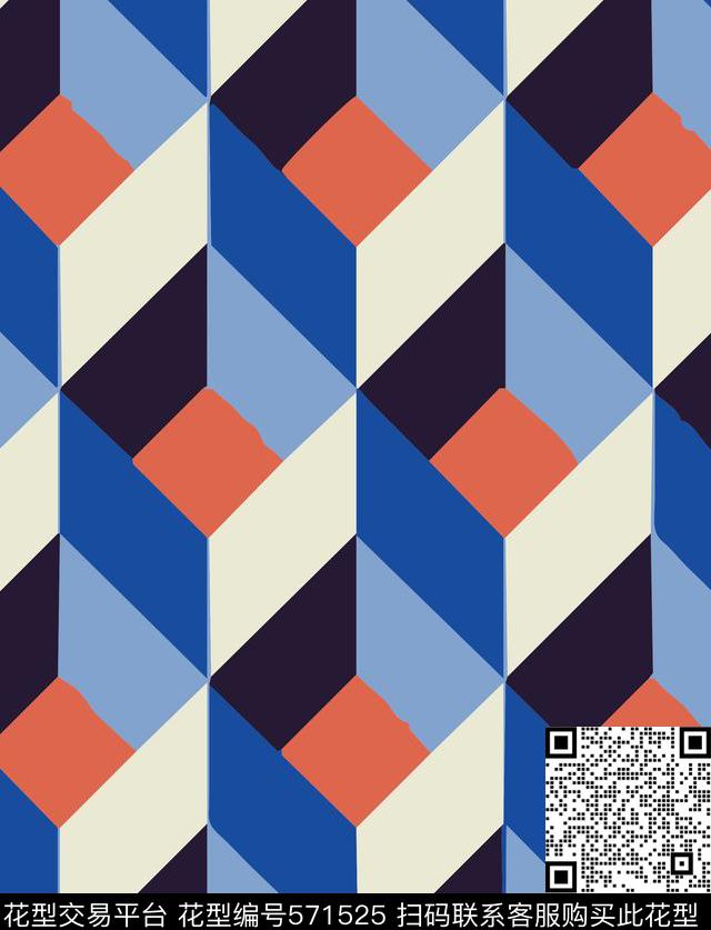流行时尚几何菱形传统印花华亿平台下载（图片编号: 571525） - 瓦栏（Walan）
