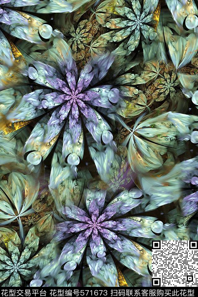 抽象艺术分形外套华亿平台数码印花华亿平台下载（图片编号: 571673） - 瓦栏（Walan）