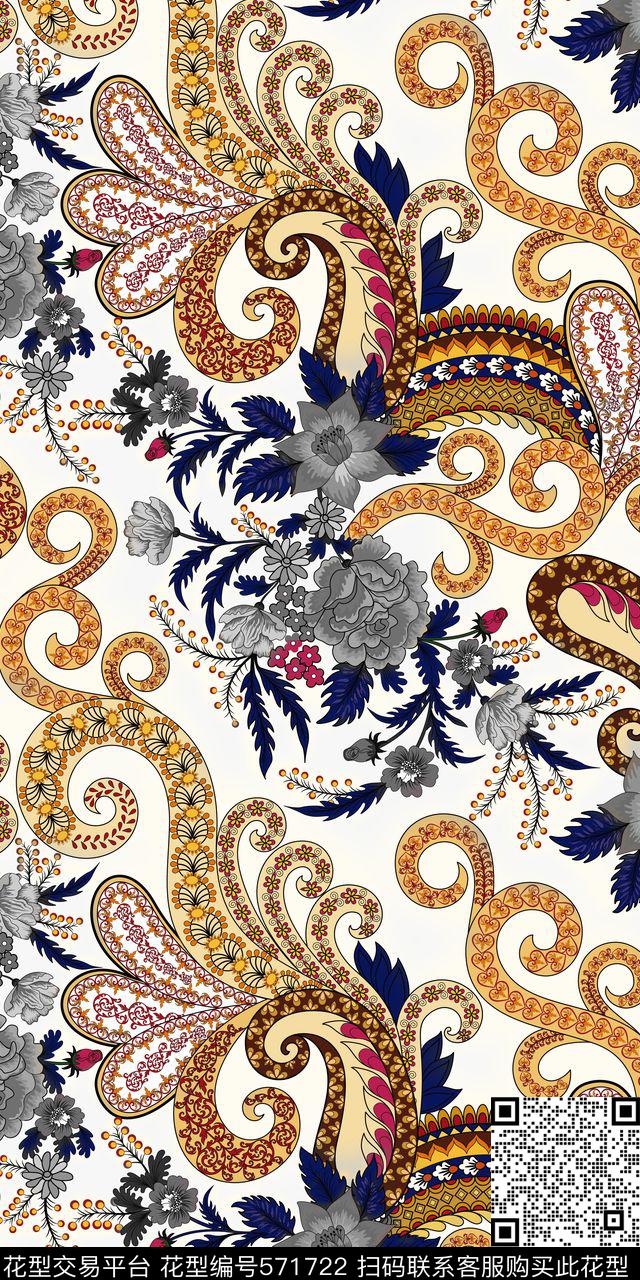 花卉宫廷风格民族风传统印花华亿平台下载（图片编号: 571722） - 瓦栏（Walan）