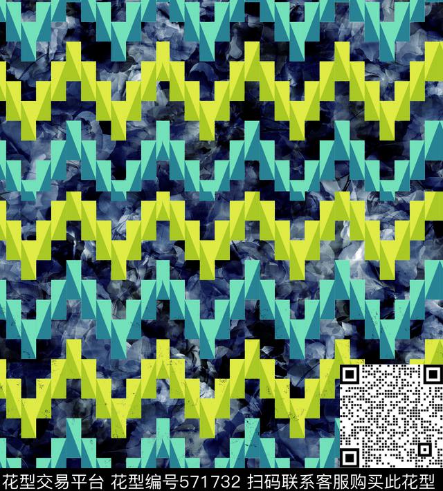 几何花卉肌理数码印花华亿平台下载（图片编号: 571732） - 瓦栏（Walan）