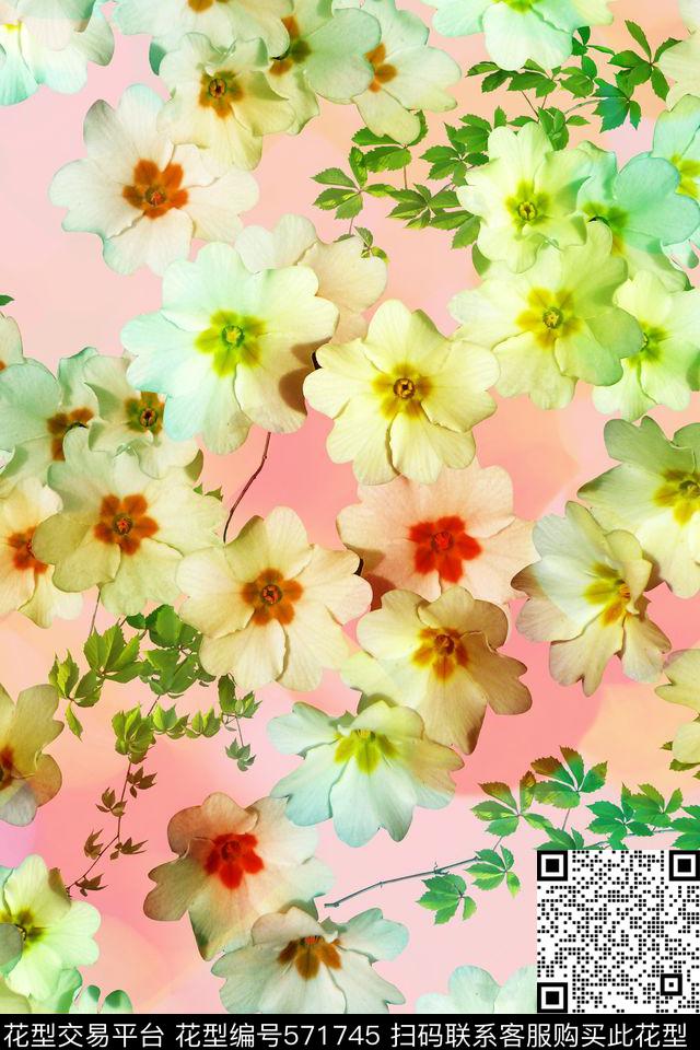 潮流时尚花卉春夏数码印花华亿平台下载（图片编号: 571745） - 瓦栏（Walan）