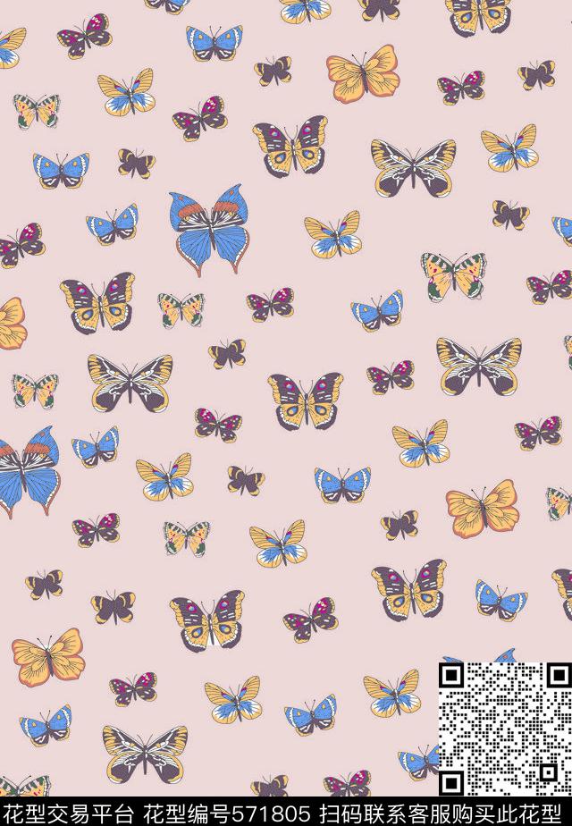 蝴蝶几何动物传统印花华亿平台下载（图片编号: 571805） - 瓦栏（Walan）