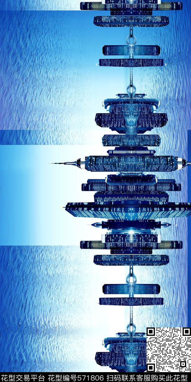 城市海洋建筑数码印花华亿平台下载（图片编号: 571806） - 瓦栏（Walan）