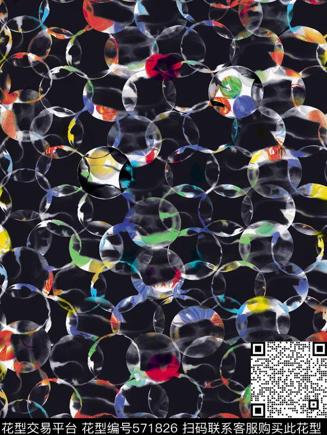彩色抽象圆圈抽象几何数码印花华亿平台下载（图片编号: 571826） - 瓦栏（Walan）