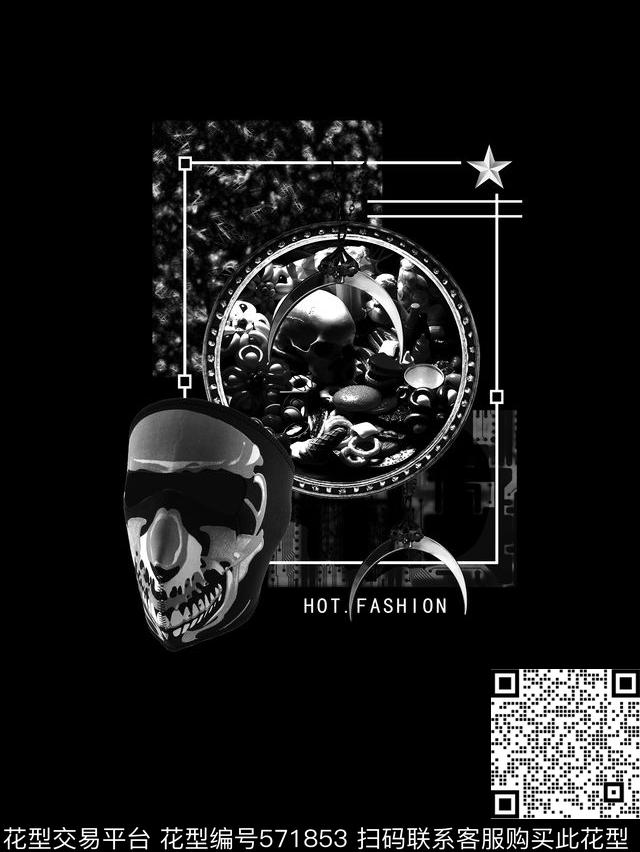 潮牌电路版几何数码印花华亿平台下载（图片编号: 571853） - 瓦栏（Walan）