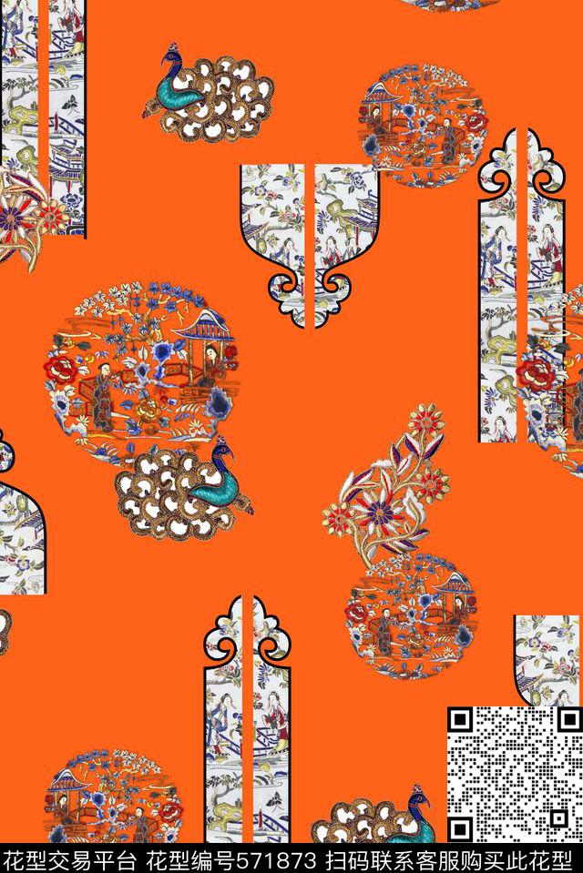 老年花民族纹样男装数码印花华亿平台下载（图片编号: 571873） - 瓦栏（Walan）