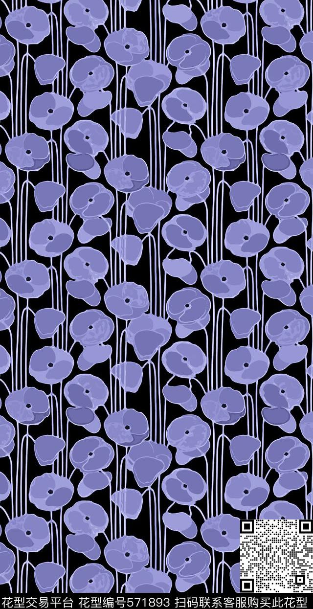 传统时尚多色简洁花卉意向传统印花华亿平台下载（图片编号: 571893） - 瓦栏（Walan）