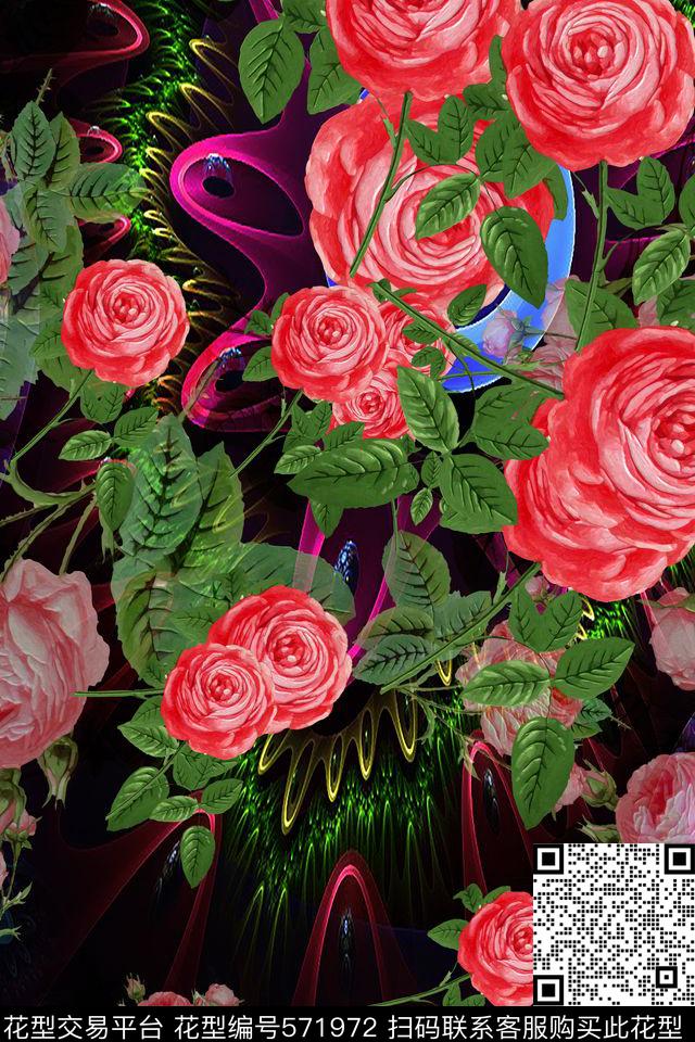 花卉民族风中国风数码印花华亿平台下载（图片编号: 571972） - 瓦栏（Walan）