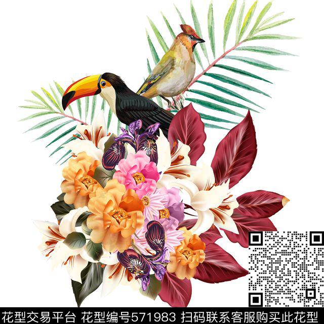 欧美风动物花卉数码印花华亿平台下载（图片编号: 571983） - 瓦栏（Walan）