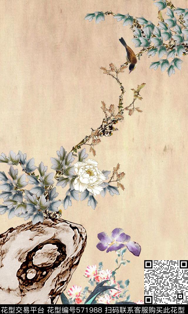 中国风古典时尚数码印花华亿平台下载（图片编号: 571988） - 瓦栏（Walan）