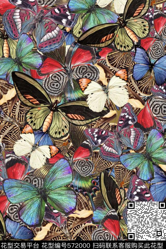 动物纹时尚蝴蝶数码印花华亿平台下载（图片编号: 572000） - 瓦栏（Walan）