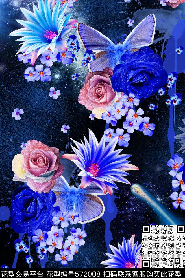 时装花卉星空数码印花华亿平台下载（图片编号: 572008） - 瓦栏（Walan）