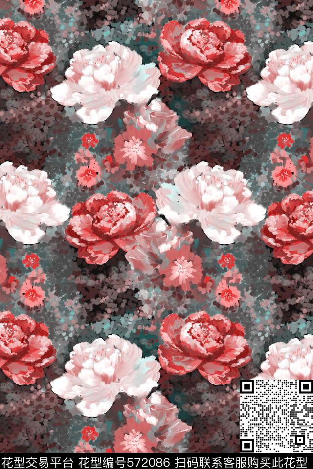 创意花卉色彩传统印花华亿平台下载（图片编号: 572086） - 瓦栏（Walan）