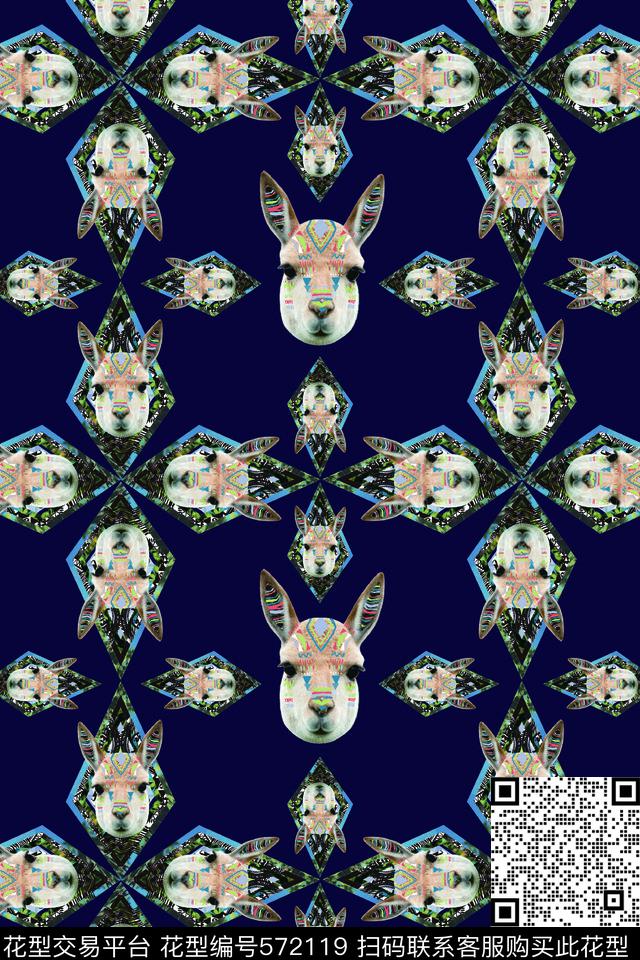 袋鼠动物几何数码印花华亿平台下载（图片编号: 572119） - 瓦栏（Walan）