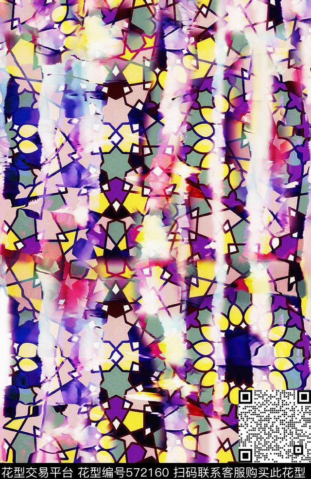 流水纹几何欧美数码印花华亿平台下载（图片编号: 572160） - 瓦栏（Walan）