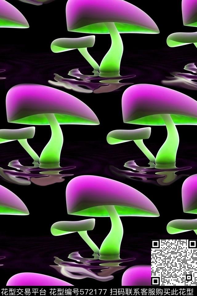 蘑菇时尚炫彩数码印花华亿平台下载（图片编号: 572177） - 瓦栏（Walan）