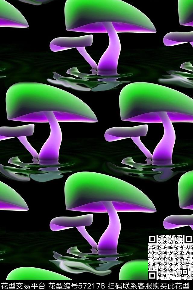 蘑菇时尚炫彩数码印花华亿平台下载（图片编号: 572178） - 瓦栏（Walan）