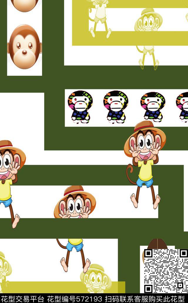 卡通婴童图案猴年喜庆猴子乐趣传统印花华亿平台下载（图片编号: 572193） - 瓦栏（Walan）