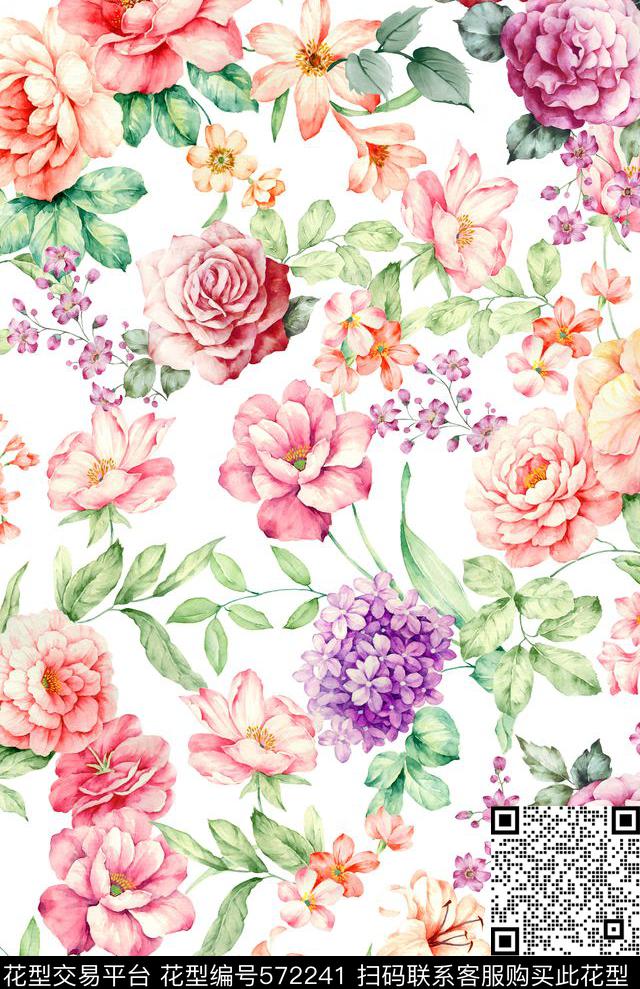 原创手绘月季女装数码印花华亿平台下载（图片编号: 572241） - 瓦栏（Walan）
