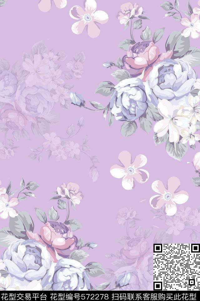 时尚小清新花卉家纺服装数码印花华亿平台下载（图片编号: 572278） - 瓦栏（Walan）