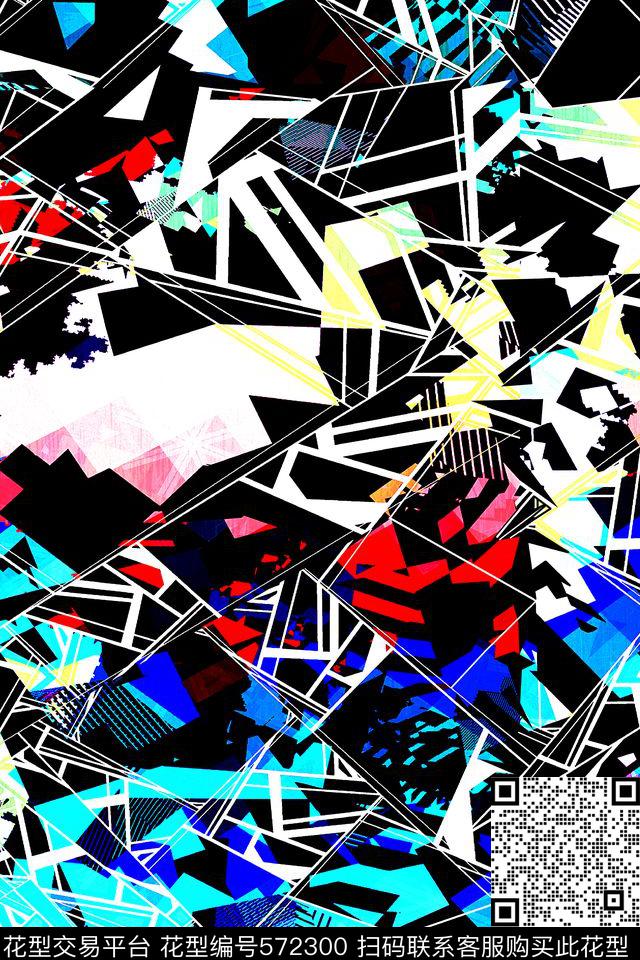变形几何抽象服装传统印花华亿平台下载（图片编号: 572300） - 瓦栏（Walan）