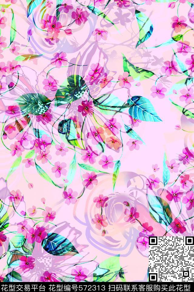 抽象花梦幻少女风数码印花华亿平台下载（图片编号: 572313） - 瓦栏（Walan）