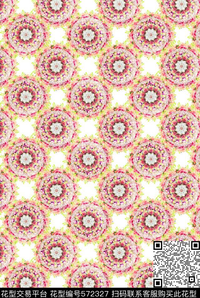 潮流时尚花卉鲜花花卉花环宝石珠宝组合数码印花华亿平台下载（图片编号: 572327） - 瓦栏（Walan）