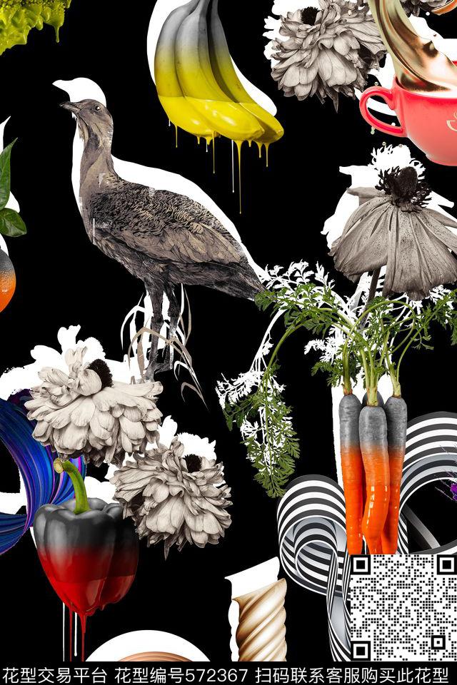 纯色底抽象几何数码印花华亿平台下载（图片编号: 572367） - 瓦栏（Walan）