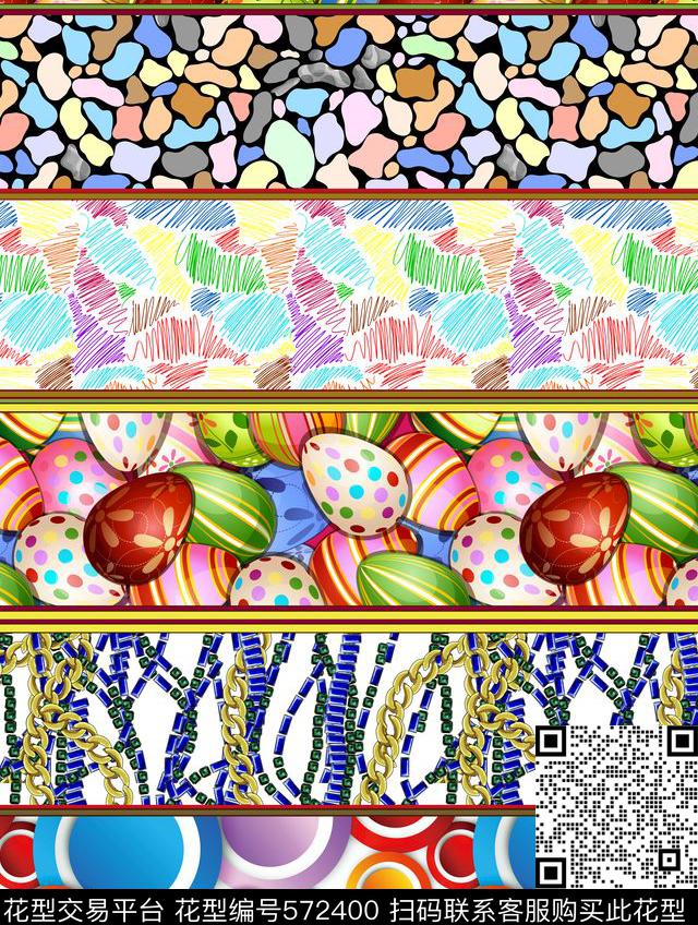 亮彩光鲜彩色横条花最炫民族风流行时尚花卉数码印花华亿平台下载（图片编号: 572400） - 瓦栏（Walan）