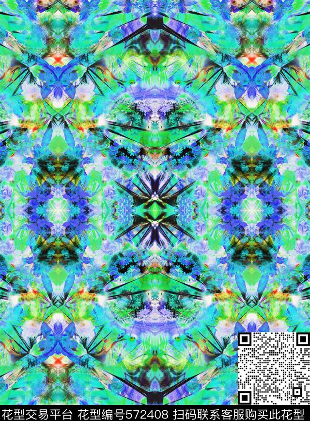 潮流时尚花卉炫彩花卉几何组合抽象数码印花华亿平台数码印花华亿平台下载（图片编号: 572408） - 瓦栏（Walan）
