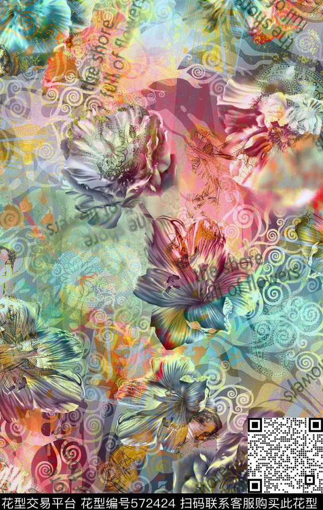 抽象抽象古典花纹古典花纹数码印花华亿平台下载（图片编号: 572424） - 瓦栏（Walan）