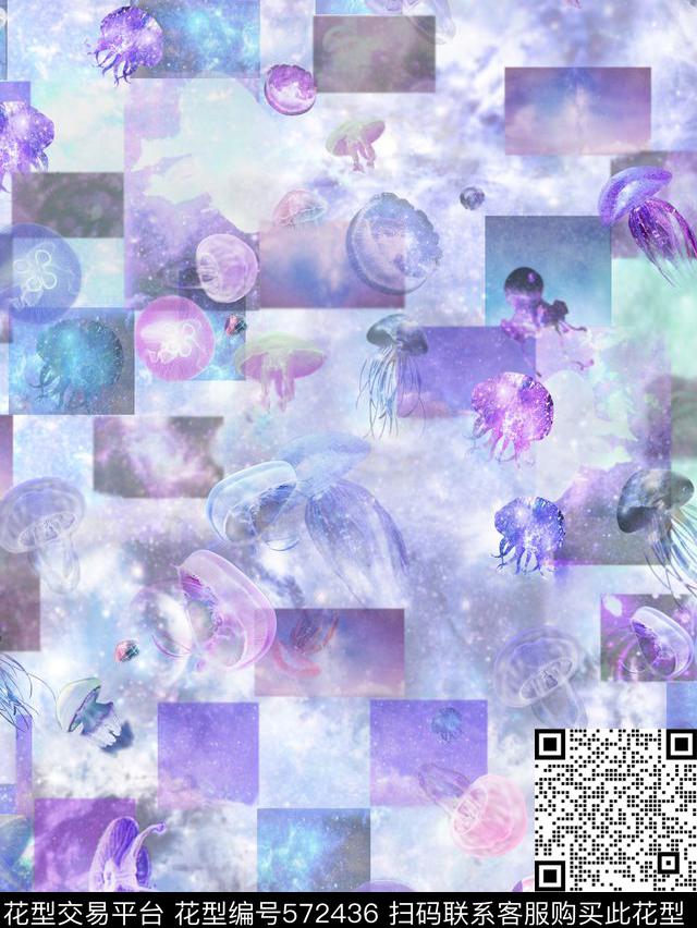 大牌海洋几何数码印花华亿平台下载（图片编号: 572436） - 瓦栏（Walan）