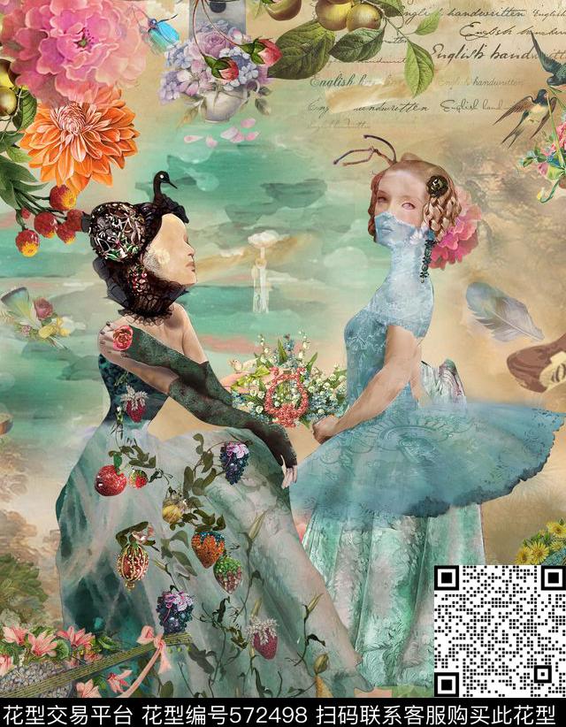 定位复古花卉数码印花华亿平台下载（图片编号: 572498） - 瓦栏（Walan）