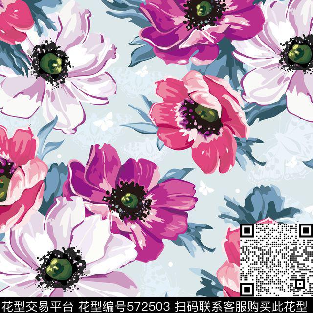 时尚花卉家纺服装四方连续传统印花华亿平台下载（图片编号: 572503） - 瓦栏（Walan）